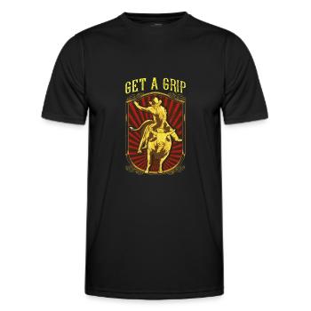 Get a Grip Bullrider Funny Competitive Bullriding - Men's Functional T-Shirt - black - Front - AI Model Male 178 dark (178cm)