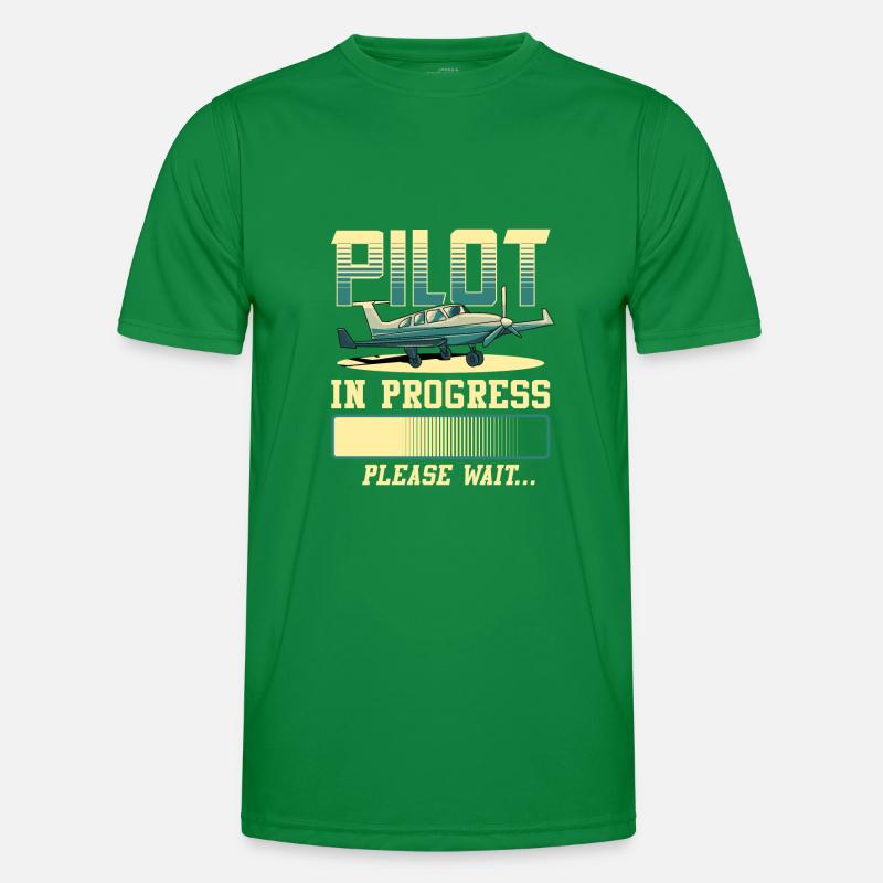 Pilot in Bearbeitung Bitte warten Sie Flugzeugpilot Männer Funktions-T-Shirt