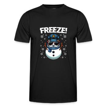 Geler! Bonhomme de neige de Noël de la police - T-shirt sport Homme - noir - Devant - AI Model Male 178 dark (178cm)
