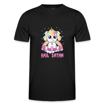 Netter Hagel Satan Einhorn Regenbogen Lustiges satanisches Wortspiel - Männer Funktions-T-Shirt - Schwarz - Vorne - AI Model Male 178 dark (178cm)