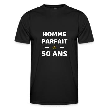 t shirt homme parfait 50 ans cadeau anniversaire - T-shirt sport Homme - noir - Devant - AI Model Male 178 dark (178cm)