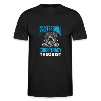 Conspiracy theory Verschwörung Theorie Flat Earth - Männer Funktions-T-Shirt - Schwarz - Vorne - AI Model Male 178 dark (178cm)