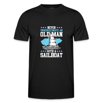 sailing old man - Men's Functional T-Shirt - black - Front - AI Model Male 178 dark (178cm)