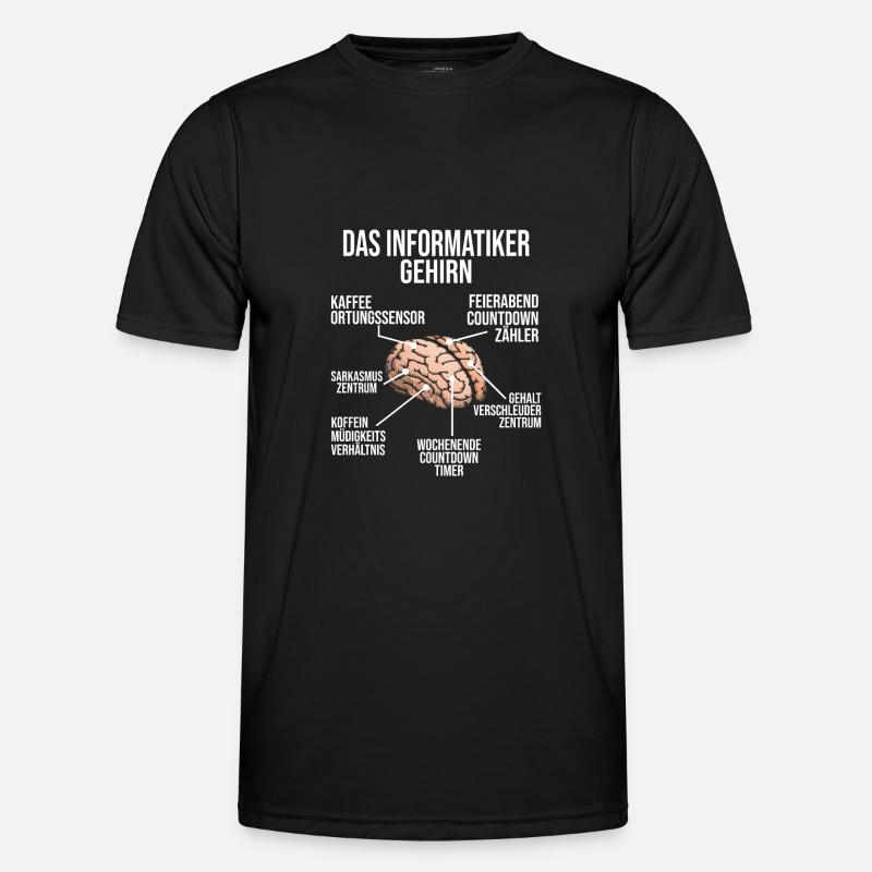 Informatiker Gehirn Geschenk Programmierer - Männer Funktions-T-Shirt - Schwarz