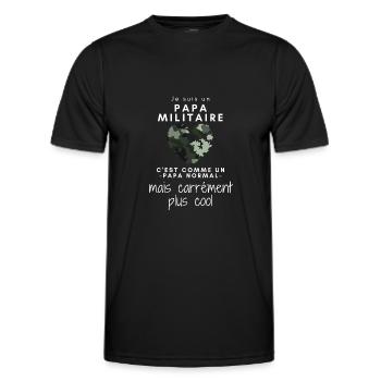 Un papa militaire comme un papa normal plus cool - T-shirt sport Homme - noir - Devant - AI Model Male 178 dark (178cm)