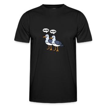 Moin Moin Möwen Ostsee Nordsee Plattdeutsch - Männer Funktions-T-Shirt - Schwarz - Vorne - AI Model Male 178 dark (178cm)