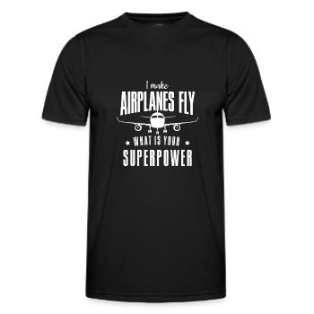 I Make Airplanes Fly Superpower Pilot - T-shirt sport Homme - noir - Devant - AI Model Male 178 dark (178cm)
