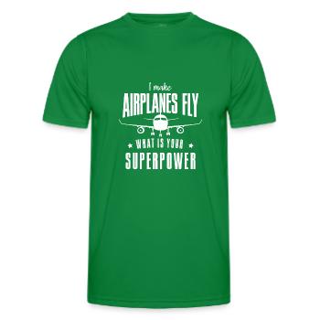I Make Airplanes Fly Superpower Pilot - Men's Functional T-Shirt - kelly green - Front - AI Model Male 178 dark (178cm)