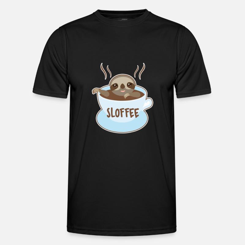 Faultier mit Kaffee Männer Funktions-T-Shirt