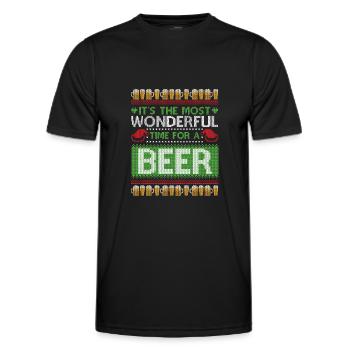 Christmas Beer Ugly Christmas Sweater - Men's Functional T-Shirt - black - Front - AI Model Male 178 dark (178cm)
