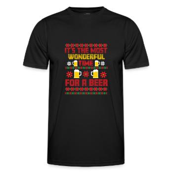 Christmas Beer Ugly Christmas Sweater - Men's Functional T-Shirt - black - Front - AI Model Male 178 dark (178cm)