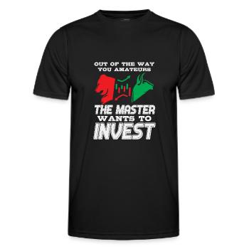 Investissez dans des actions en bourse - T-shirt sport Homme - noir - Devant - AI Model Male 178 dark (178cm)