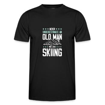 old man skiing - Men's Functional T-Shirt - black - Front - AI Model Male 178 dark (178cm)