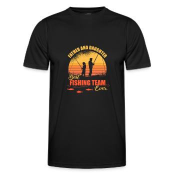 Father daughter gift for anglers for fishing - Men's Functional T-Shirt - black - Front - AI Model Male 178 dark (178cm)