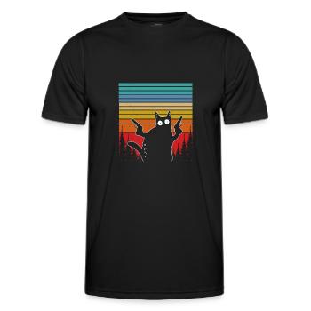 Sagittarius cat retro cat sunset cats - Men's Functional T-Shirt - black - Front - AI Model Male 178 dark (178cm)