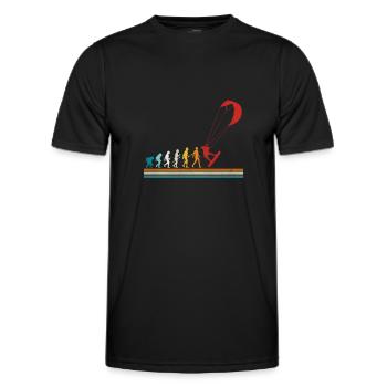 Retro Evolution Kite Surfing Funny Kite Boarding - Männer Funktions-T-Shirt - Schwarz - Vorne - AI Model Male 178 dark (178cm)