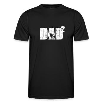 deux fois papa papa deux enfants fête des pères - T-shirt sport Homme - noir - Devant - AI Model Male 178 dark (178cm)