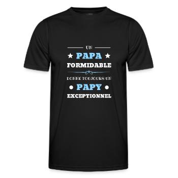 t shirt papa formidable papy exceptionnel humour - T-shirt sport Homme - noir - Devant - AI Model Male 178 dark (178cm)