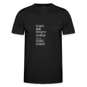 Don communautaire de cohésion solidaire - T-shirt sport Homme - noir - Devant - AI Model Male 178 dark (178cm)