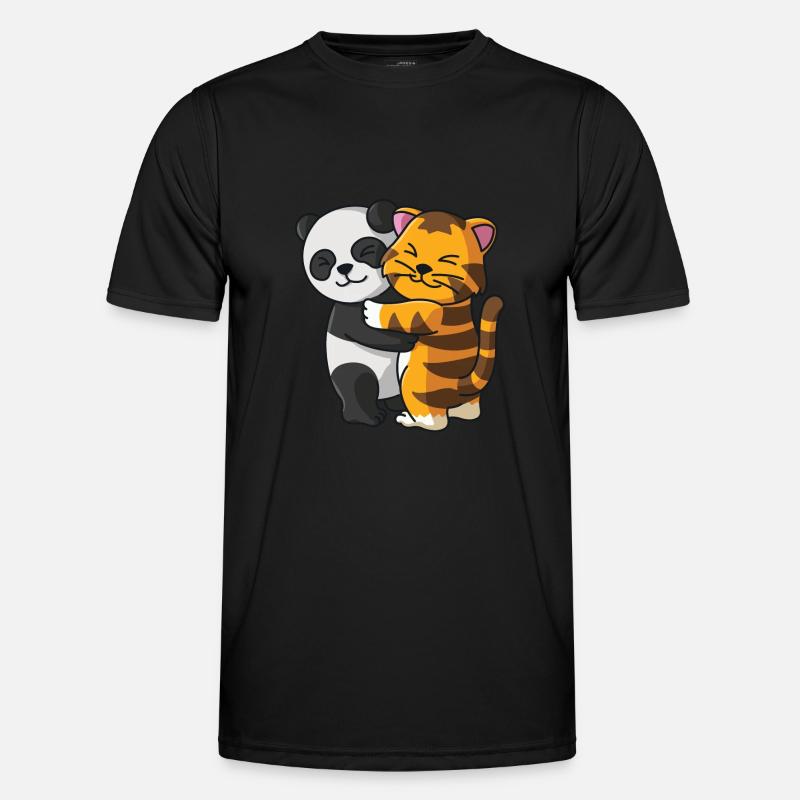 Panda avec chat aime les animaux mignons doux T-shirt sport Homme