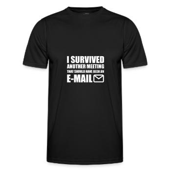 I Survived Another Meeting - Männer Funktions-T-Shirt - Schwarz - Vorne - AI Model Male 178 dark (178cm)