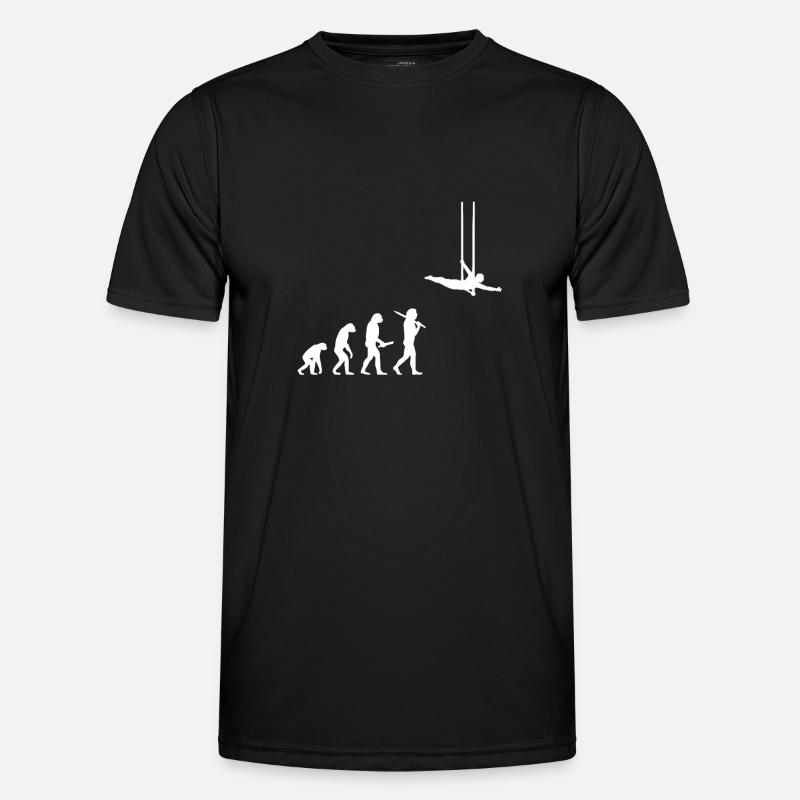 Evolution fliegendes Trapez Akrobat Geschenkidee - Männer Funktions-T-Shirt - Schwarz