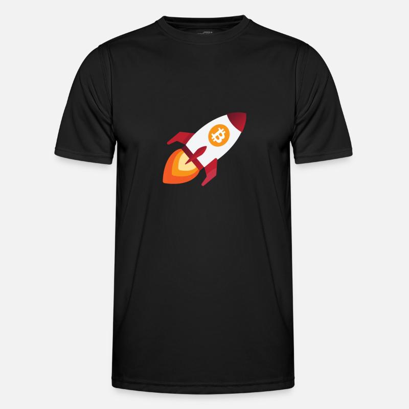 Bitcoin Rakete - Kryptowährung Krypto Bitcoins - Männer Funktions-T-Shirt - Schwarz