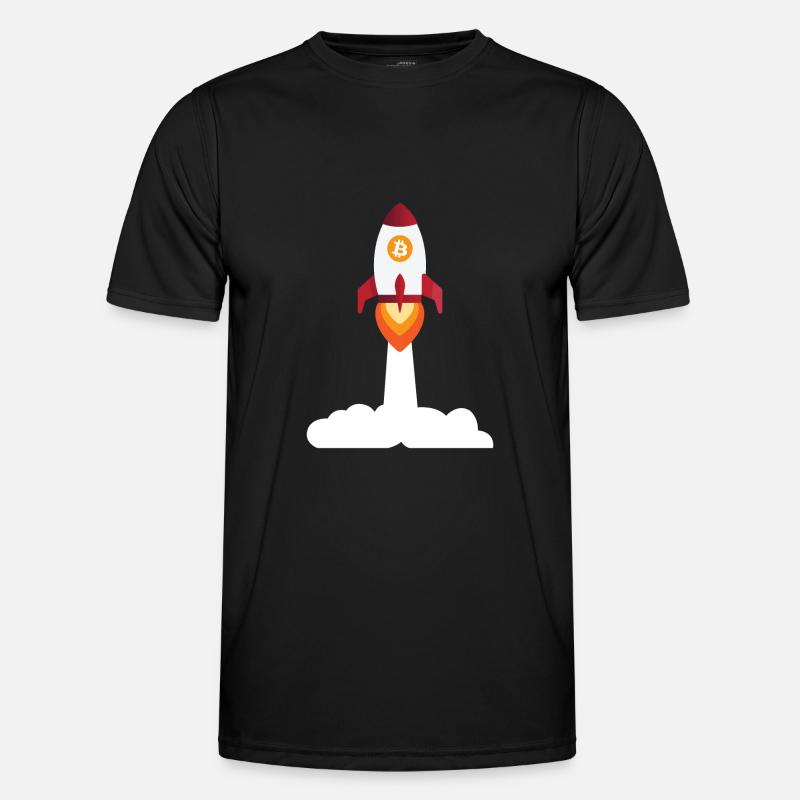Bitcoin Rakete - Kryptowährung Bitcoins - Männer Funktions-T-Shirt - Schwarz