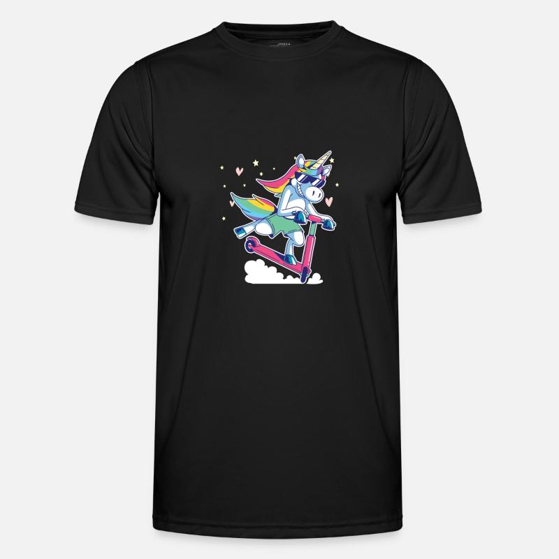 Tretroller Einhorn Roller Geschenk - Männer Funktions-T-Shirt - Schwarz