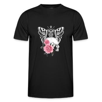 Nacht Blumen Gothik goth Totenkopf Tod Skull Punk - Männer Funktions-T-Shirt - Schwarz - Vorne - AI Model Male 178 dark (178cm)