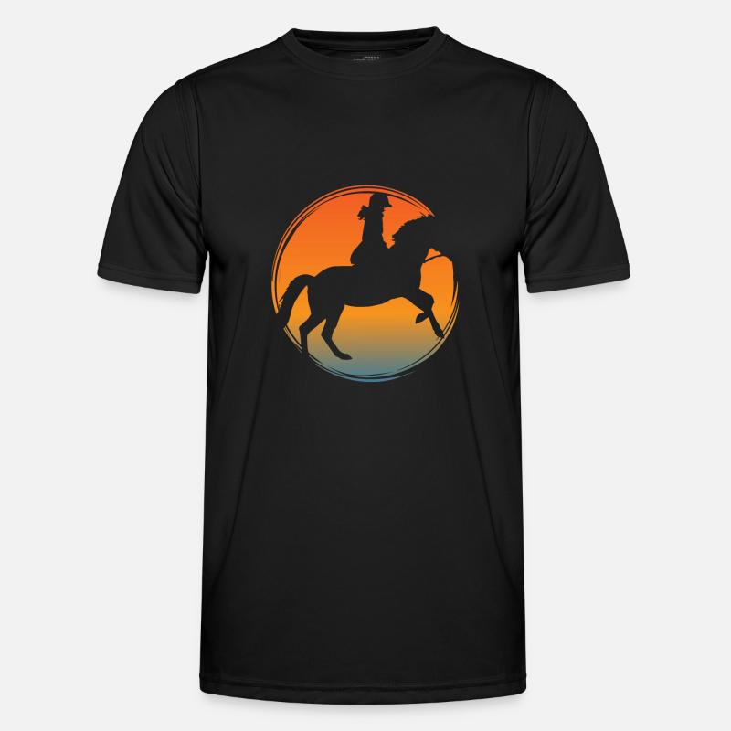 Chevaux montés dans des écuries avec cavalier T-shirt sport Homme