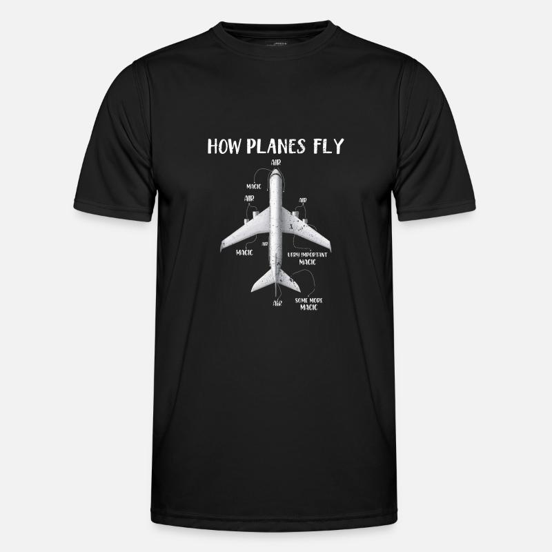 Sådan flyver fly Magic Aerospace Gift - Funktionsshirt til herrer - sort
