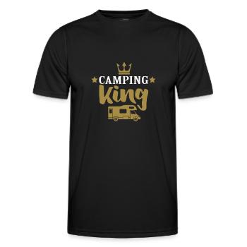 Camper Camping King Partnerlook Gift - Men's Functional T-Shirt - black - Front - AI Model Male 178 dark (178cm)