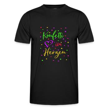 Karneval Fasching Konfetti im Herzen - Männer Funktions-T-Shirt - Schwarz - Vorne - AI Model Male 178 dark (178cm)