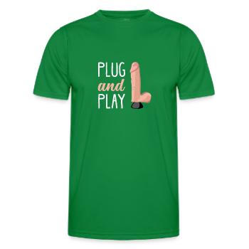 BDSM Bondage Sex Plug Anal Dildo Vibrator Sous - T-shirt sport Homme - vert - Devant - AI Model Male 178 dark (178cm)