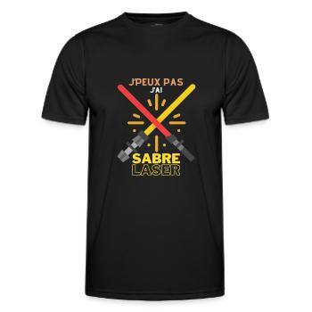 Je Peux Pas J'ai Sabre Laser Lumineux Rouge épée - T-shirt sport Homme - noir - Devant - AI Model Male 178 dark (178cm)