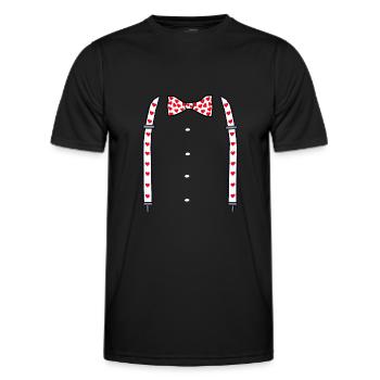 Bretelles coeur Saint Valentin avec noeud papillon - T-shirt sport Homme - noir - Devant - AI Model Male 178 dark (178cm)