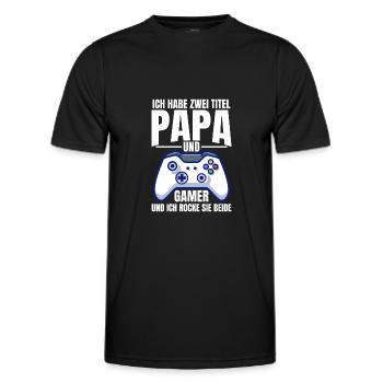 Ich Habe 2 Titel Papa & Gamer & Ich Rocke Sie - Männer Funktions-T-Shirt - Schwarz - Vorne - AI Model Male 178 dark (178cm)