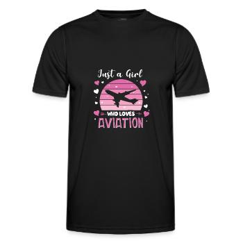 Just A Girl Who Loves Aviation Aviation Aviation Avion - T-shirt sport Homme - noir - Devant - AI Model Male 178 dark (178cm)