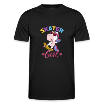 Skater Girl Einhorn Skateboard - Männer Funktions-T-Shirt - Schwarz - Vorne - AI Model Male 178 dark (178cm)