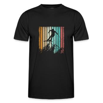 Vintage Skier Holiday Mountain Skiing - Men's Functional T-Shirt - black - Front - AI Model Male 178 dark (178cm)