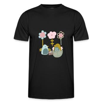 Pâques poussins printemps printemps fleurs nature printemps - T-shirt sport Homme - noir - Devant - AI Model Male 178 dark (178cm)