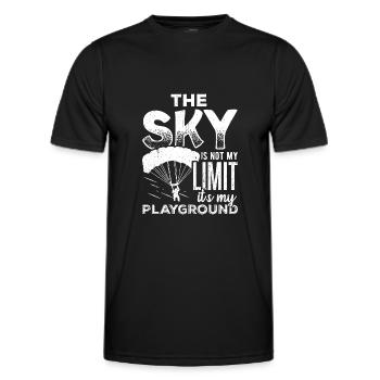 Skydive parasail brolly harness bailer side-slip - Männer Funktions-T-Shirt - Schwarz - Vorne - AI Model Male 178 dark (178cm)