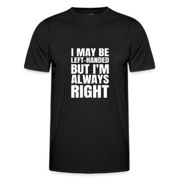 Left-handed left hand funny gift idea saying - Men's Functional T-Shirt - black - Front - AI Model Male 178 dark (178cm)
