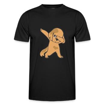 Dabbing dancing dog - Men's Functional T-Shirt - black - Front - AI Model Male 178 dark (178cm)