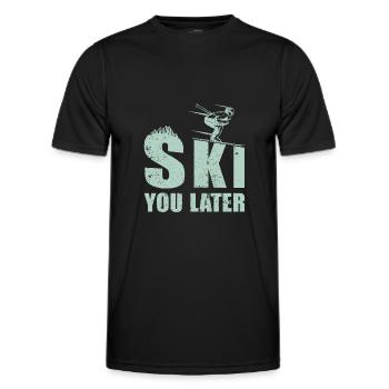 Ski you later skier scallabouts Pistensau piste - Men's Functional T-Shirt - black - Front - AI Model Male 178 dark (178cm)