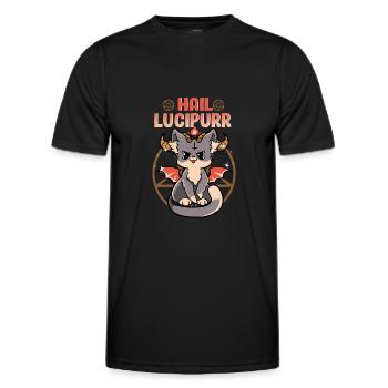 Cute & Funny Satanic Hail Lucipurr Naughty Kitten - T-shirt sport Homme - noir - Devant - AI Model Male 178 dark (178cm)