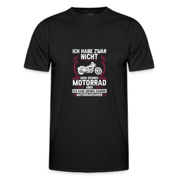 Ich habe zwar nicht mein eigenes Motorrad - Männer Funktions-T-Shirt - Schwarz - Vorne - AI Model Male 178 dark (178cm)