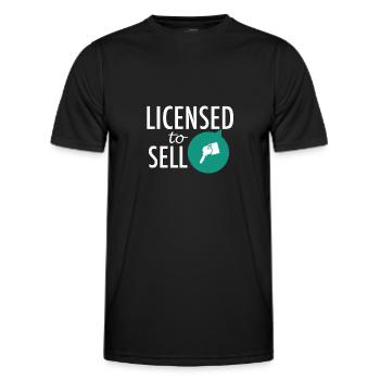 Courtier immobilier vendeur cadeau - T-shirt sport Homme - noir - Devant - AI Model Male 178 dark (178cm)