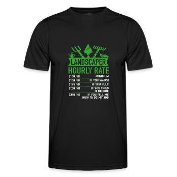 Paysagiste - Jardinier Salaire horaire Drôle - T-shirt sport Homme - noir - Devant - AI Model Male 178 dark (178cm)